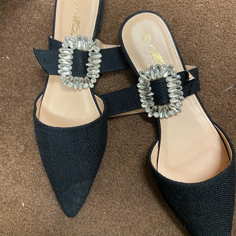 Dressy mules.